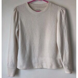 Evolverie Women's 100% Cotton Crew neck Puff Sleeve Sweater Cream Size XS‎